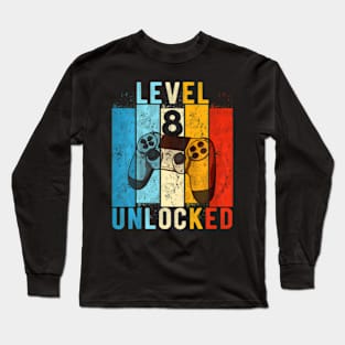 Kids Level 8 Video 8 Year Old 8th Birthday Long Sleeve T-Shirt